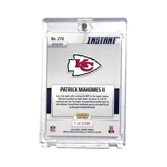 2022 Panini Instant Patrick Mahomes #276 KC Chiefs 2nd Super Bowl MVP 1/2386 - Picture 3 of 12